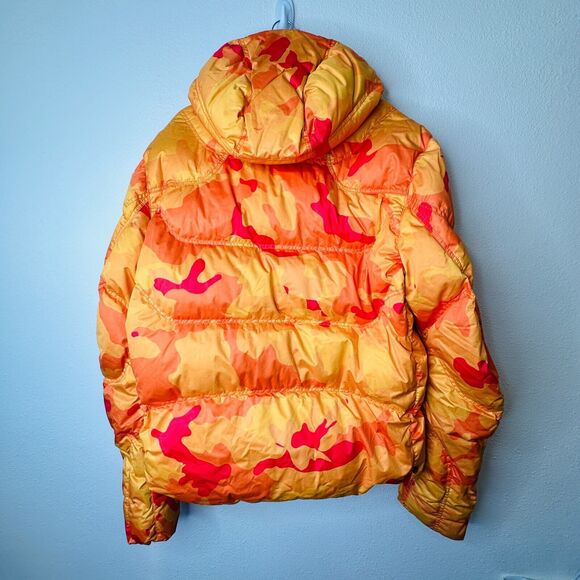Kru St. Moritz Yellow Pink Orange Camo Front Button Zip Long Sleeve Hood Jacket - Picture 7 of 16